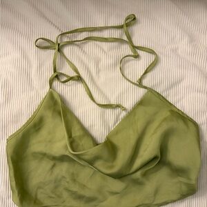 Green Strappy Cow Lick Crop Top